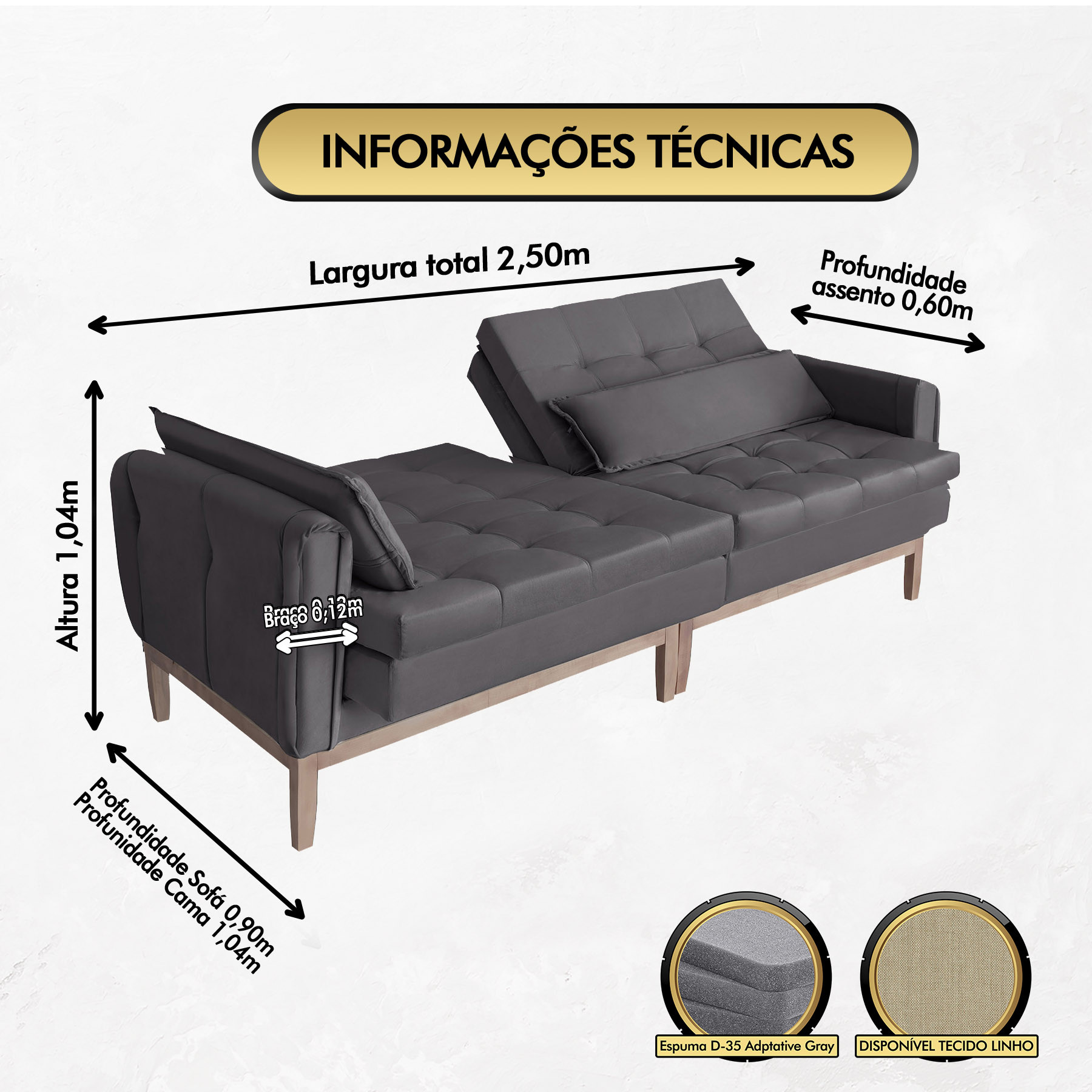 Sofá Cama Rivieira 2.50m