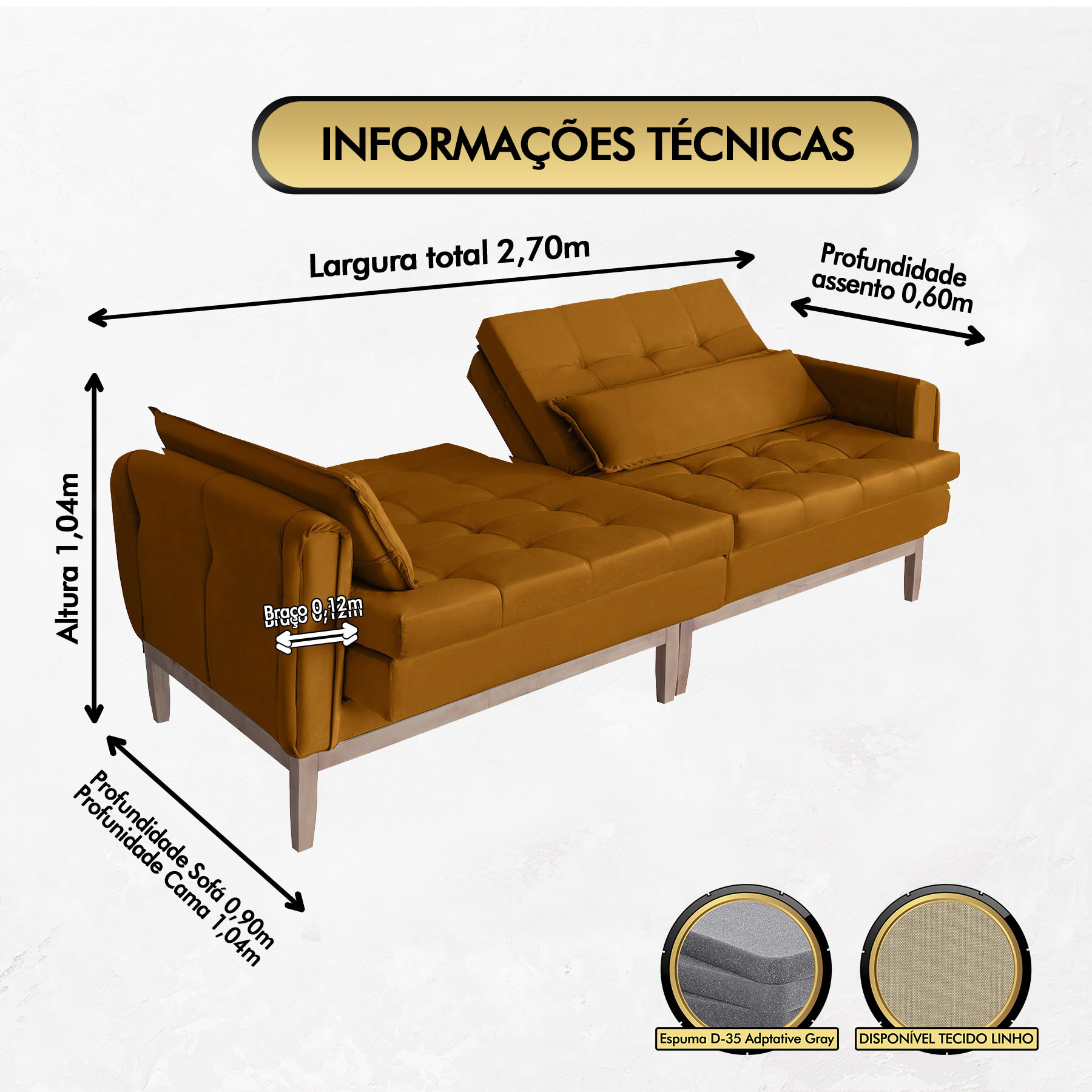 Sofá Cama Rivieira 2.70m