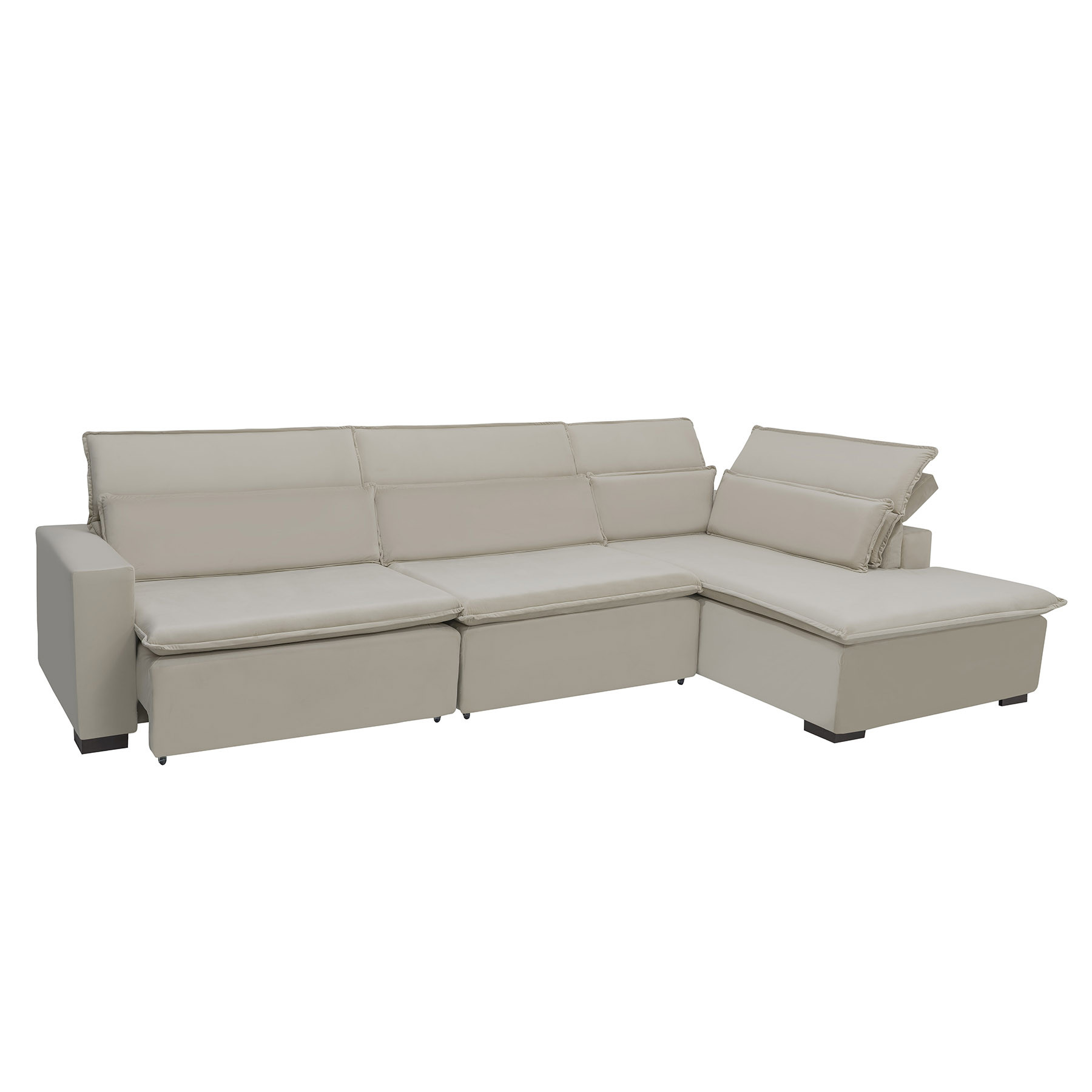 Sofá Istambul 3.80x2.10m Retrátil e Reclinável com Chaise - Bege