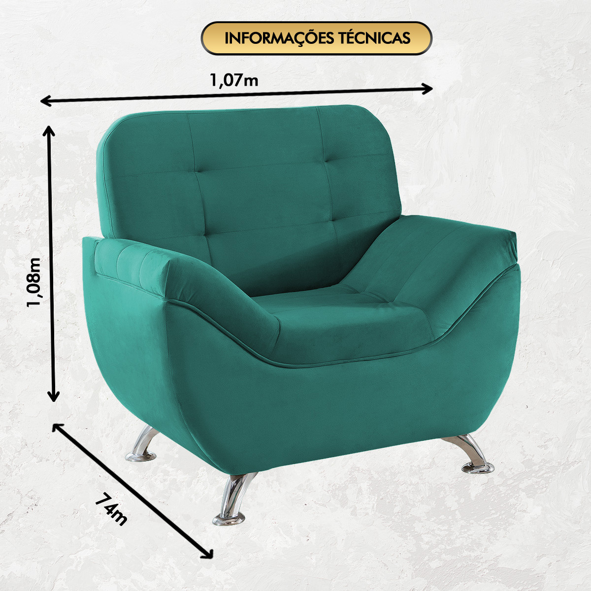 Poltrona Imperium 1.07m em Veludo Soft - Verde