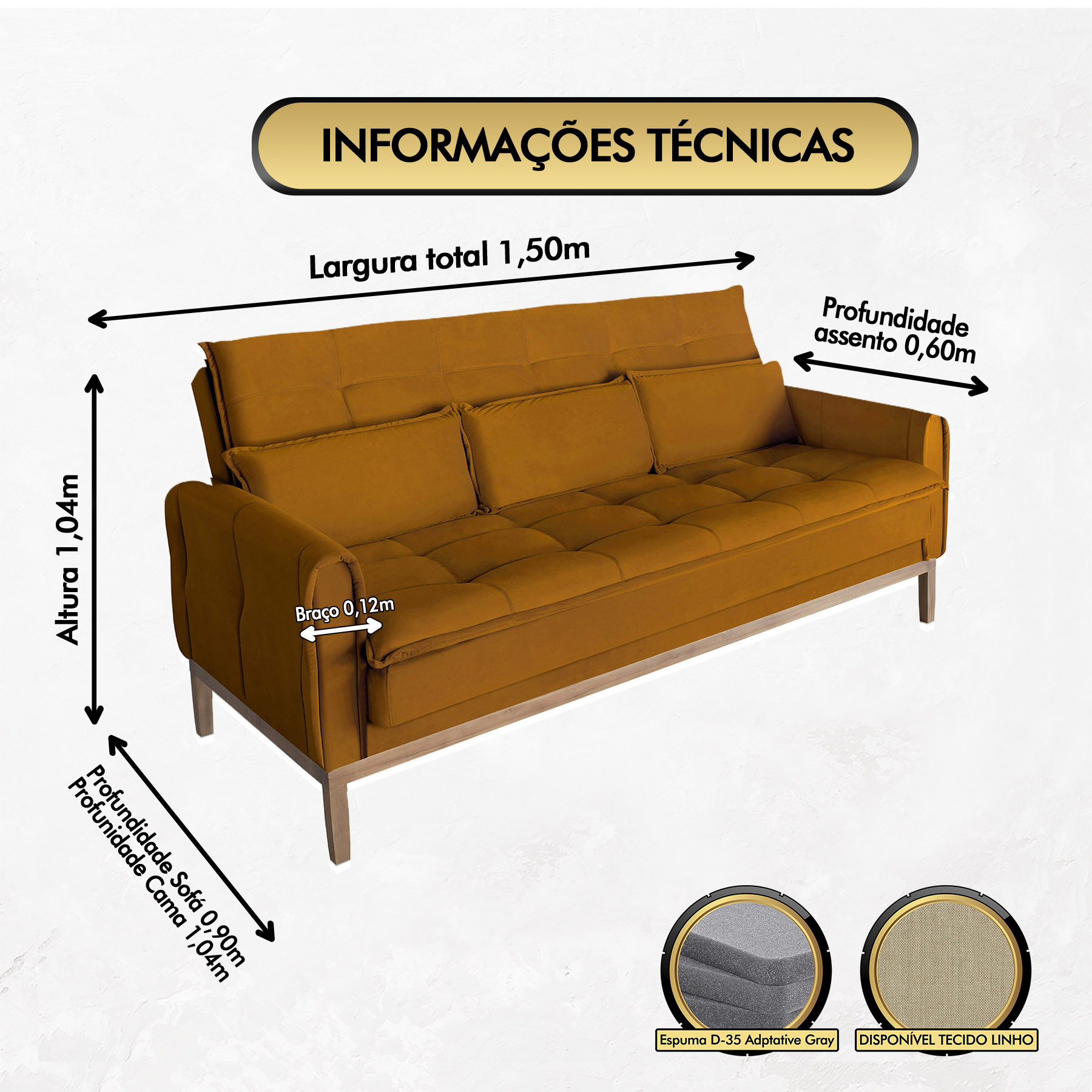 Sofá Cama Rivieira 1.50m - Terra