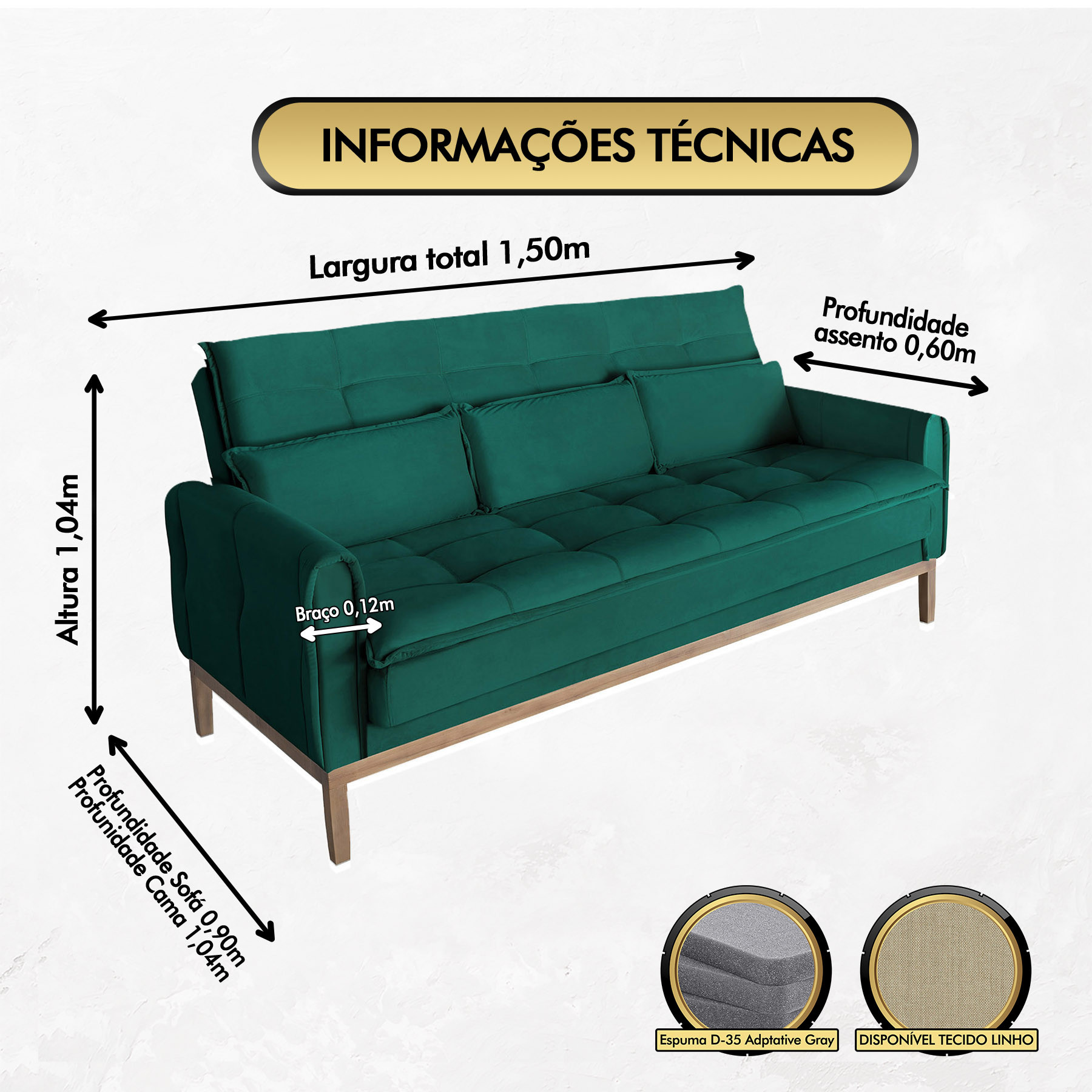 Sofá Cama Rivieira 1.50m - Verde