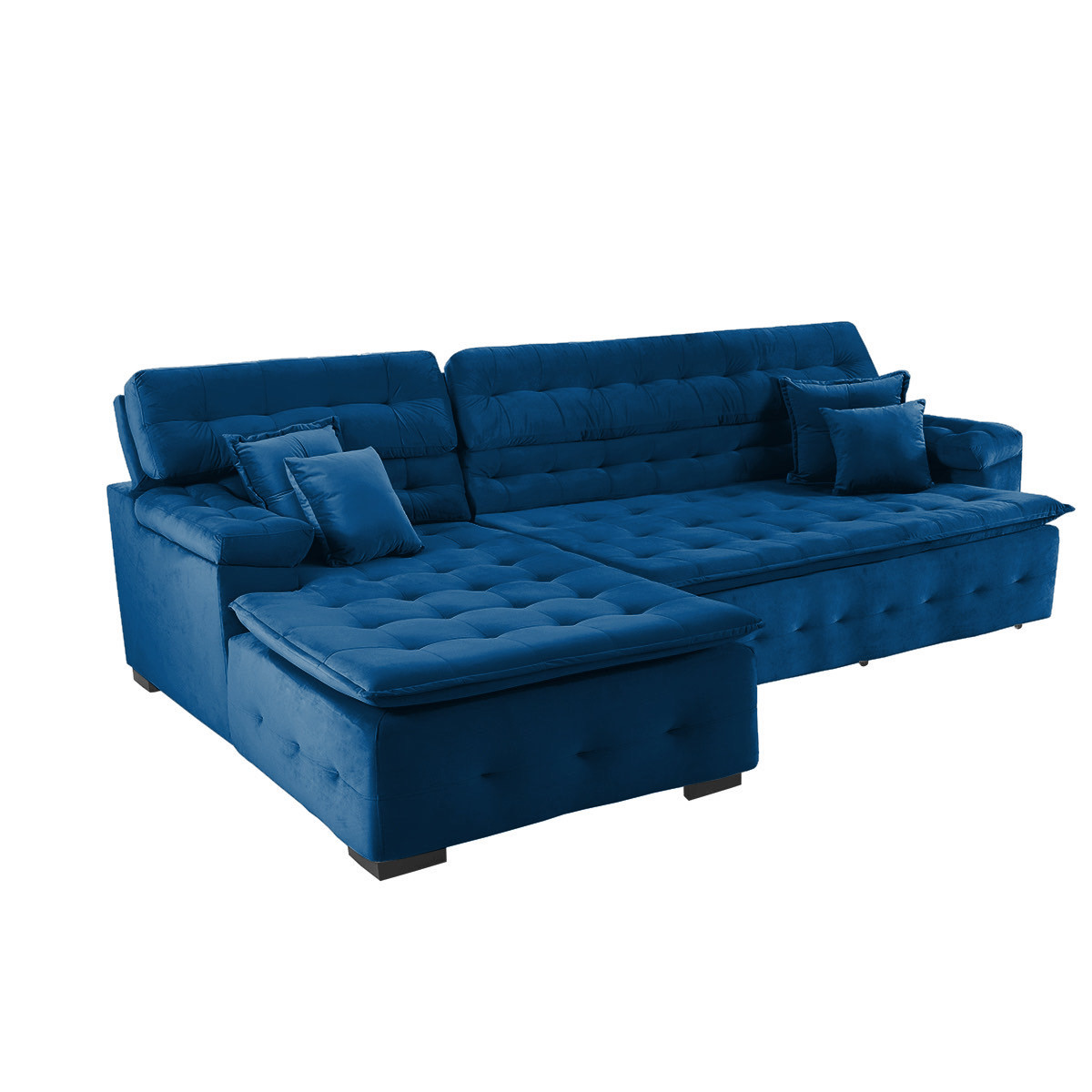 Sofá Orlando 2.40x1.90m com Chaise, Retrátil e Reclinável - Azul