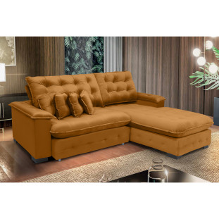 Sofá Berlin 2.65x1.70m com Chaise Super Pillow Top - Terra