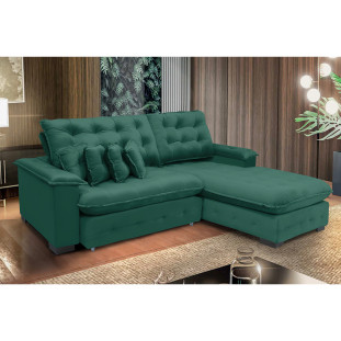 Sofá Berlin 2.65x1.70m com Chaise Super Pillow Top - Verde