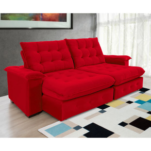 Sofá Coliseu 2.00m Retrátil e Reclinável Super Pillow  - Vermelho