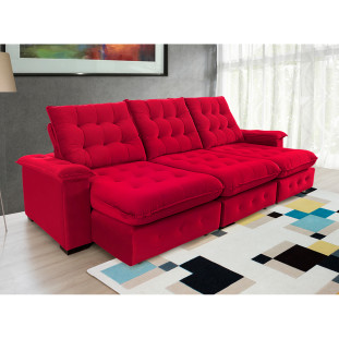 Sofá Coliseu 2.90m Retrátil e Reclinável Super Pillow - Vermelho