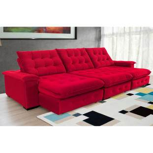 Sofá Coliseu 3.70m Retrátil e Reclinável Super Pillow - Vermelho