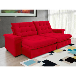 Sofá Coliseu 2.60m Retrátil e Reclinável Super Pillow - Vermelho