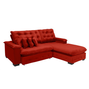 Sofá Berlin 2.65x1.70m com Chaise Super Pillow Top - Vermelho