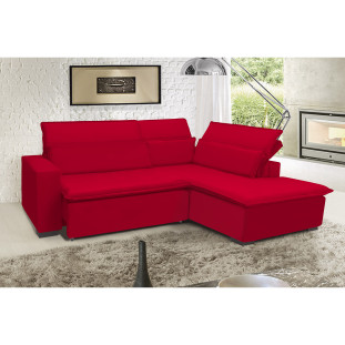 Sofá Istambul 2.60x1.90m Retrátil e Reclinável com Chaise - Vermelho