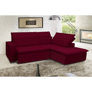 Sofá Istambul 2.60x1.90m Retrátil e Reclinável com Chaise - Vinho