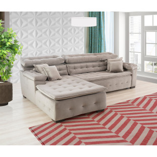 Sofá Orlando 2.20x2.10m com Chaise, Retrátil e Reclinável