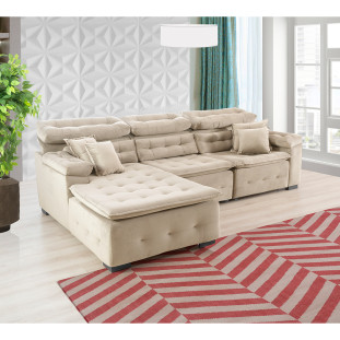 Sofá Orlando 2.80x1.90m com Chaise, Retrátil e Reclinável