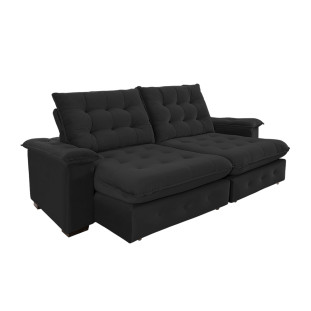 Sofá Coliseu 2.30m Retrátil e Reclinável Super Pillow - Preto