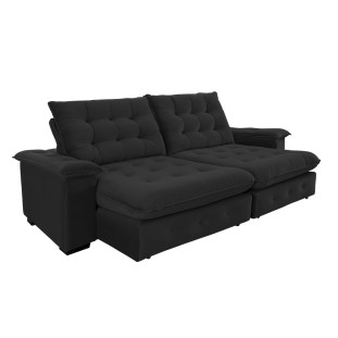 Sofá Coliseu 2.60m Retrátil e Reclinável Super Pillow - Preto