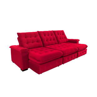 Sofá Coliseu 2.90m Retrátil e Reclinável Super Pillow - Vermelho