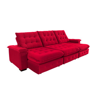 Sofá Coliseu 3.10m Retrátil e Reclinável Super Pillow - Vermelho