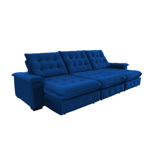 Sofá Coliseu 3.40m Retrátil e Reclinável Super Pillow - Azul