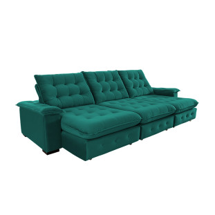 Sofá Coliseu 3.40m Retrátil e Reclinável Super Pillow - Verde