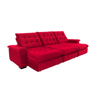 Sofá Coliseu 3.40m Retrátil e Reclinável Super Pillow - Vermelho