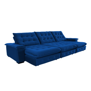 Sofá Coliseu 3.70m Retrátil e Reclinável Super Pillow - Azul