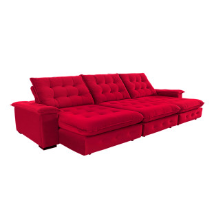 Sofá Coliseu 3.70m Retrátil e Reclinável Super Pillow - Vermelho