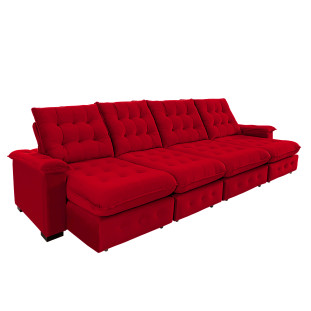 Sofá Coliseu 4.00m Retrátil e Reclinável Super Pillow - Vermelho