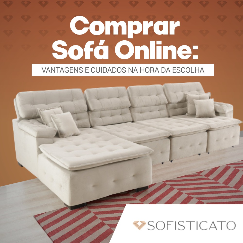 Um sofá branco com o titulo comprar sofa online